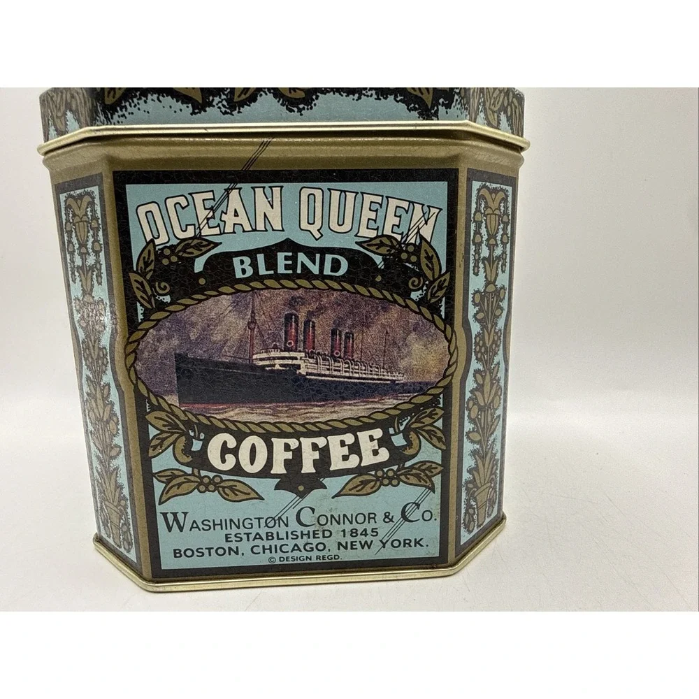 Ocean Queen‎ Blend Coffee Advertising Tin Washington Connor & Co Steamship